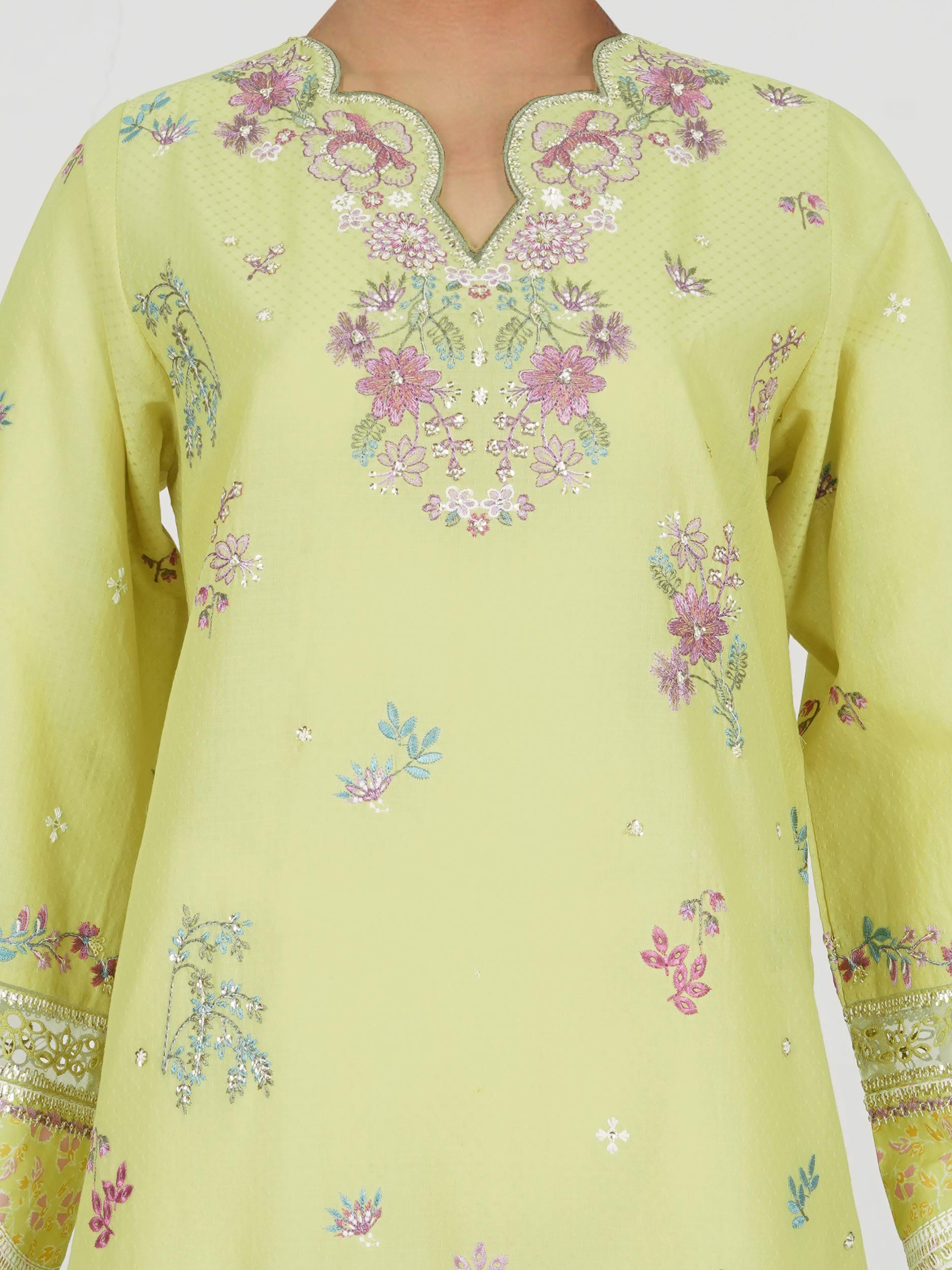 3 Piece Dobby Suit- Embroidered (Pret)