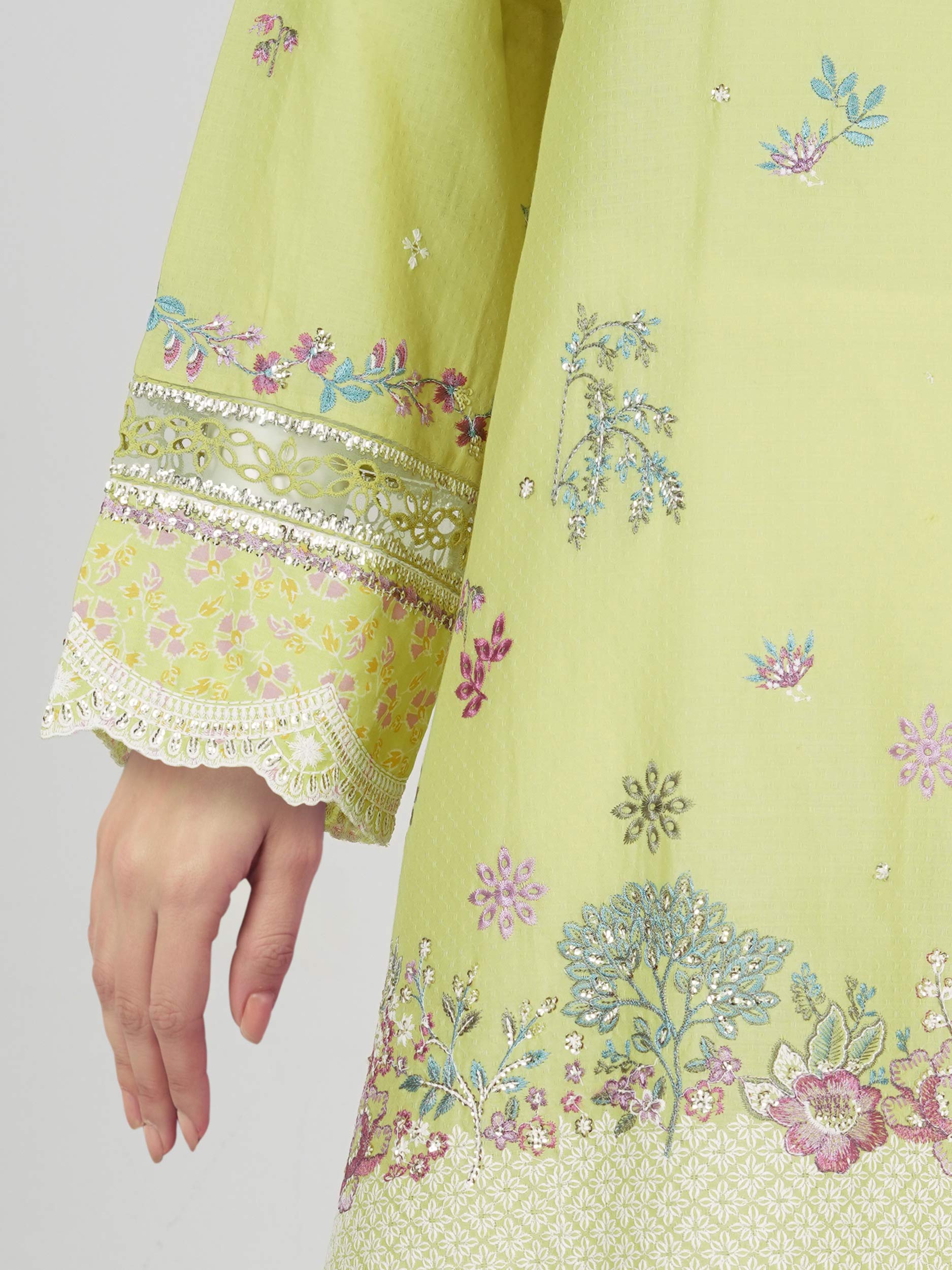 3 Piece Dobby Suit- Embroidered (Pret)