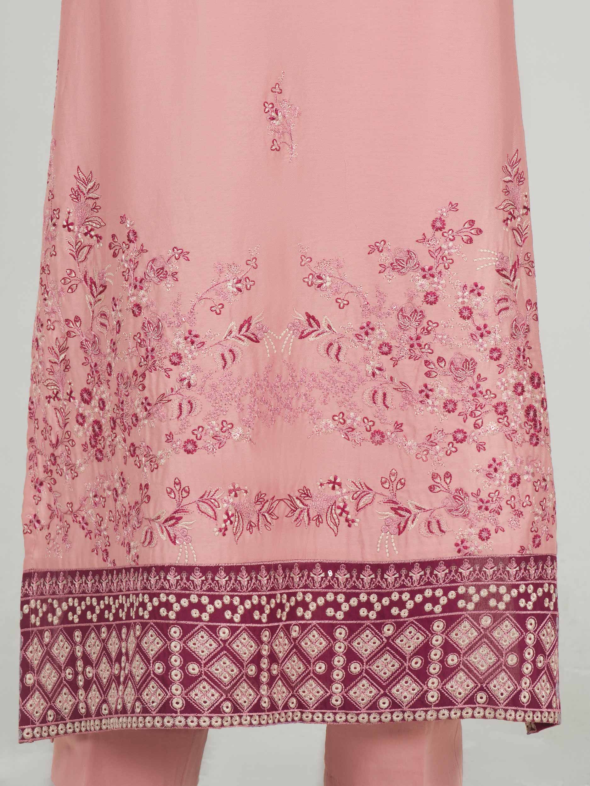 2 Piece Satin Suit- Embroidered (Pret)