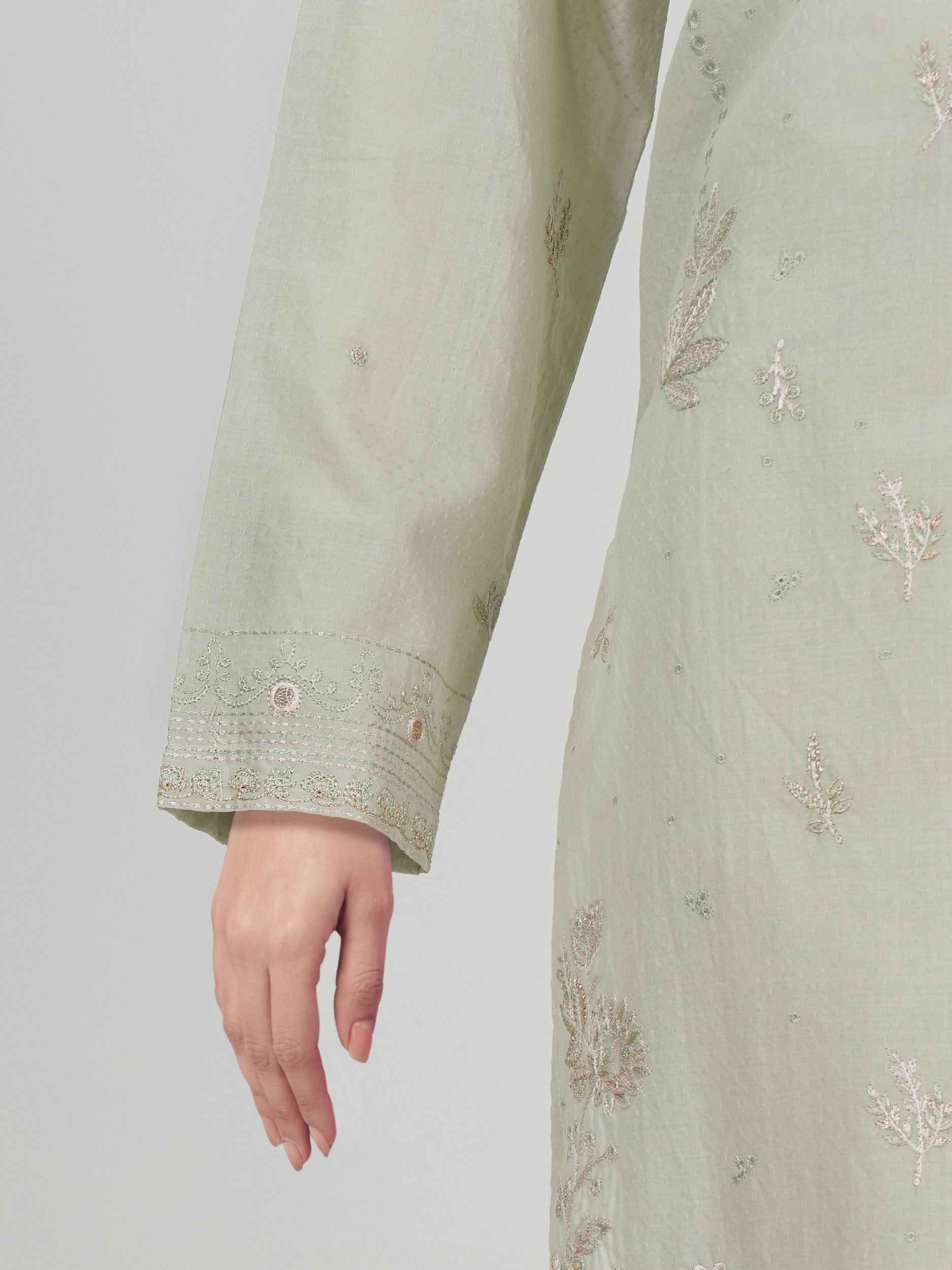 3 Piece Dobby Suit- Embroidered (Pret)