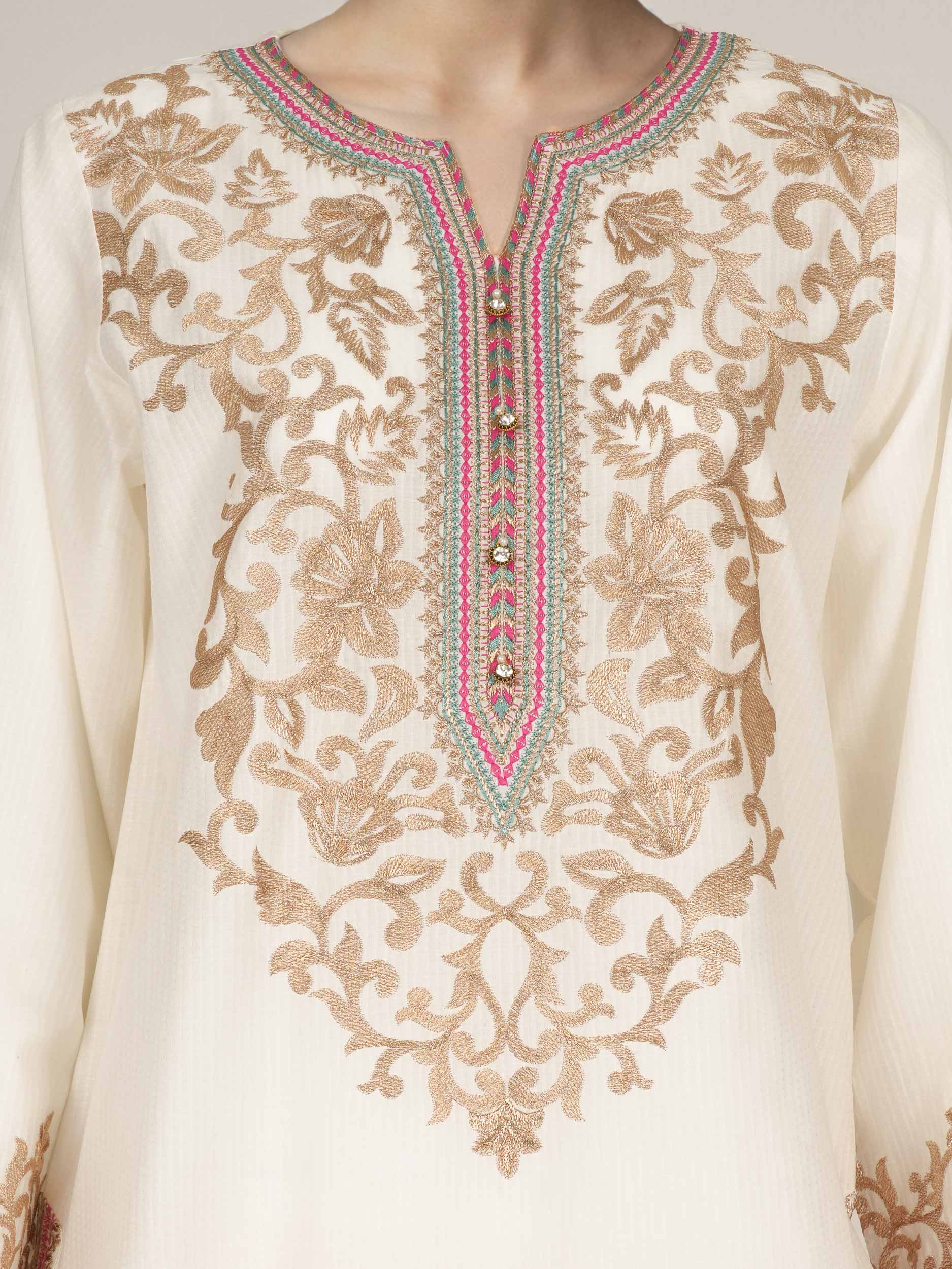 3 Piece Dobby Suit- Embroidered (Pret)