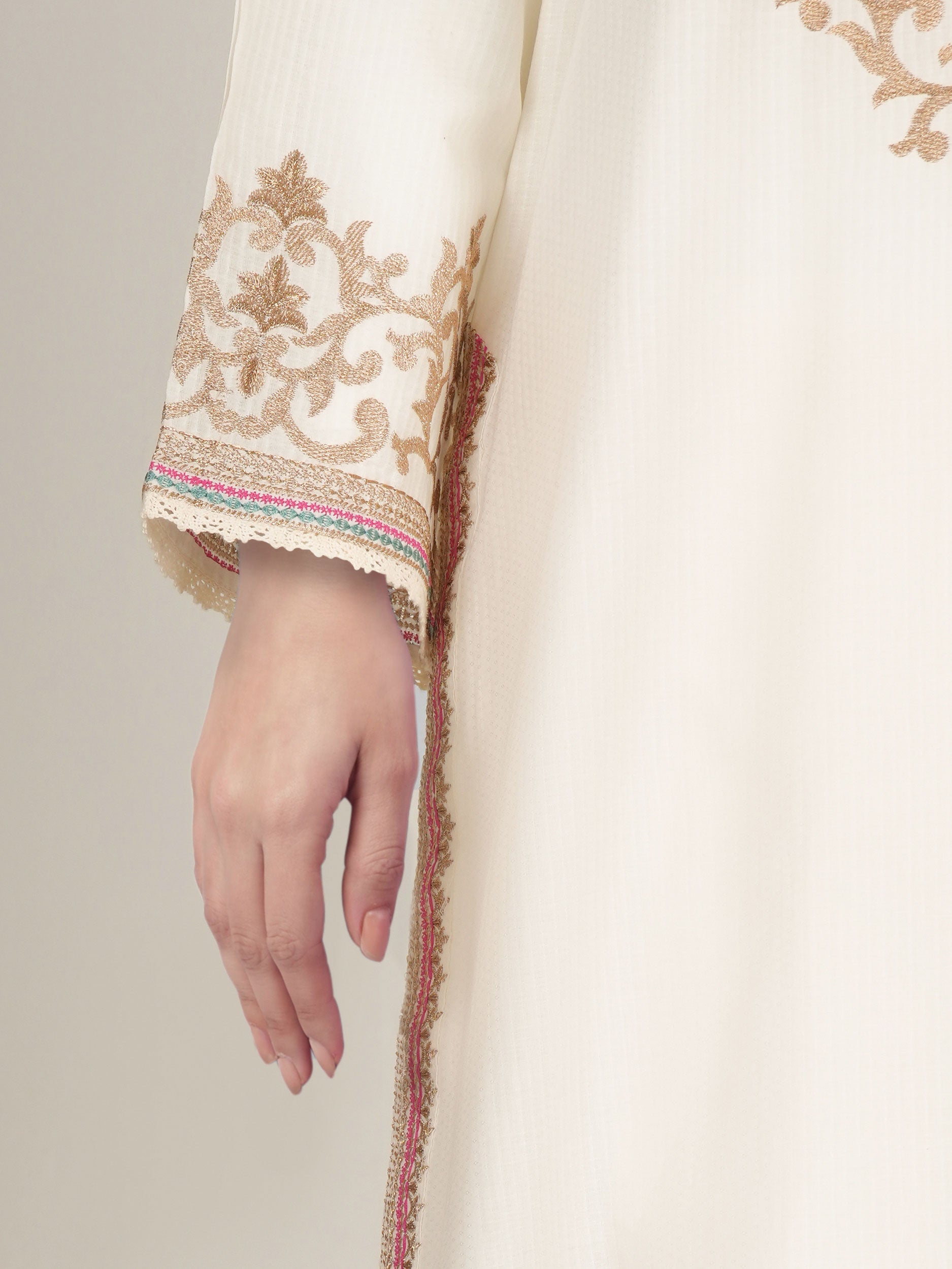 3 Piece Dobby Suit- Embroidered (Pret)
