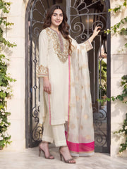 3 Piece Dobby Suit- Embroidered (Pret)