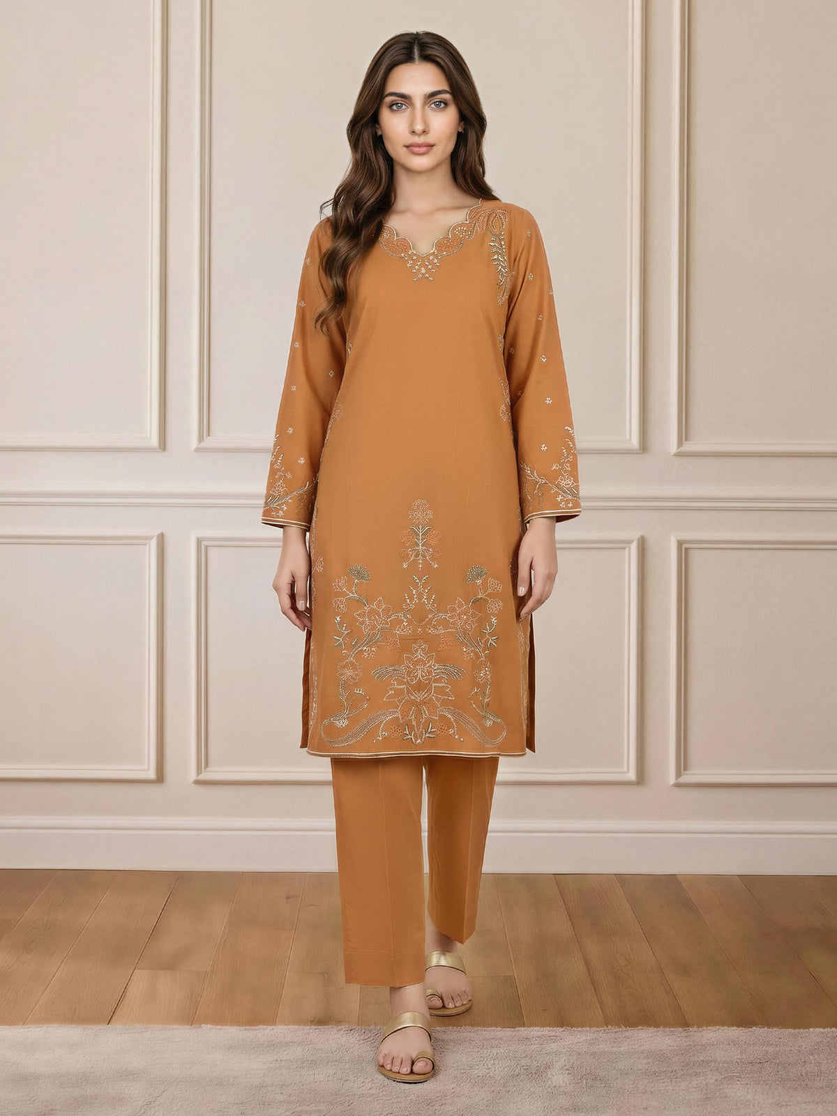 2 Piece Lawn Texture Suit- Embroidered (Pret)