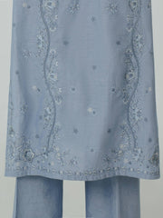 3 Piece Chambray Suit- Embroidered (Pret)