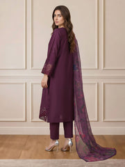 3 Piece Satin Suit- Embroidered (Pret)