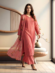 3 Piece Crepe Suit- Embroidered (Pret)