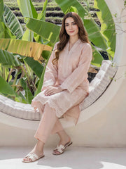 2 Piece Self Jacquard Suit- Embroidered (Pret)