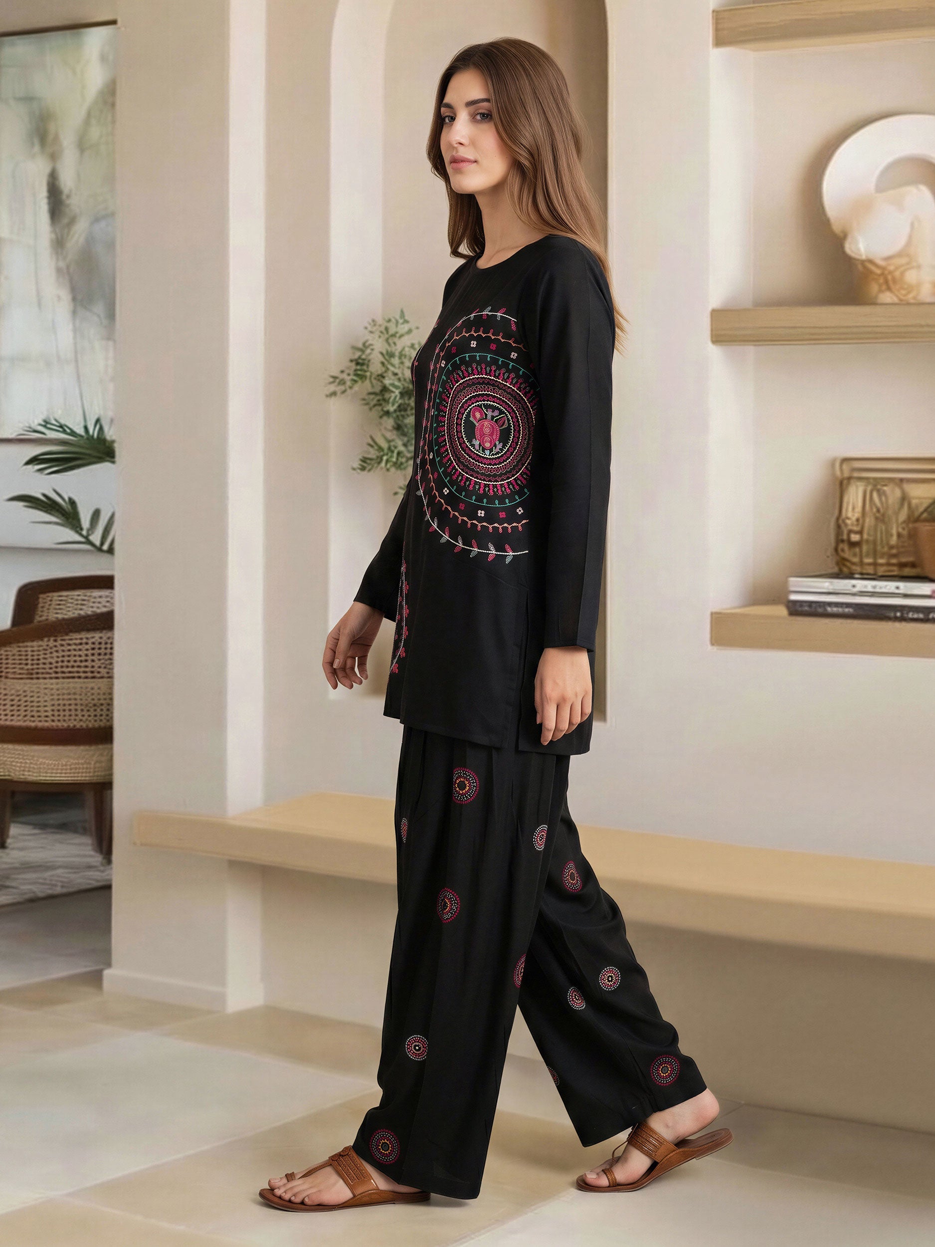 2 Piece Viscose Suit- Embroidered (Pret)