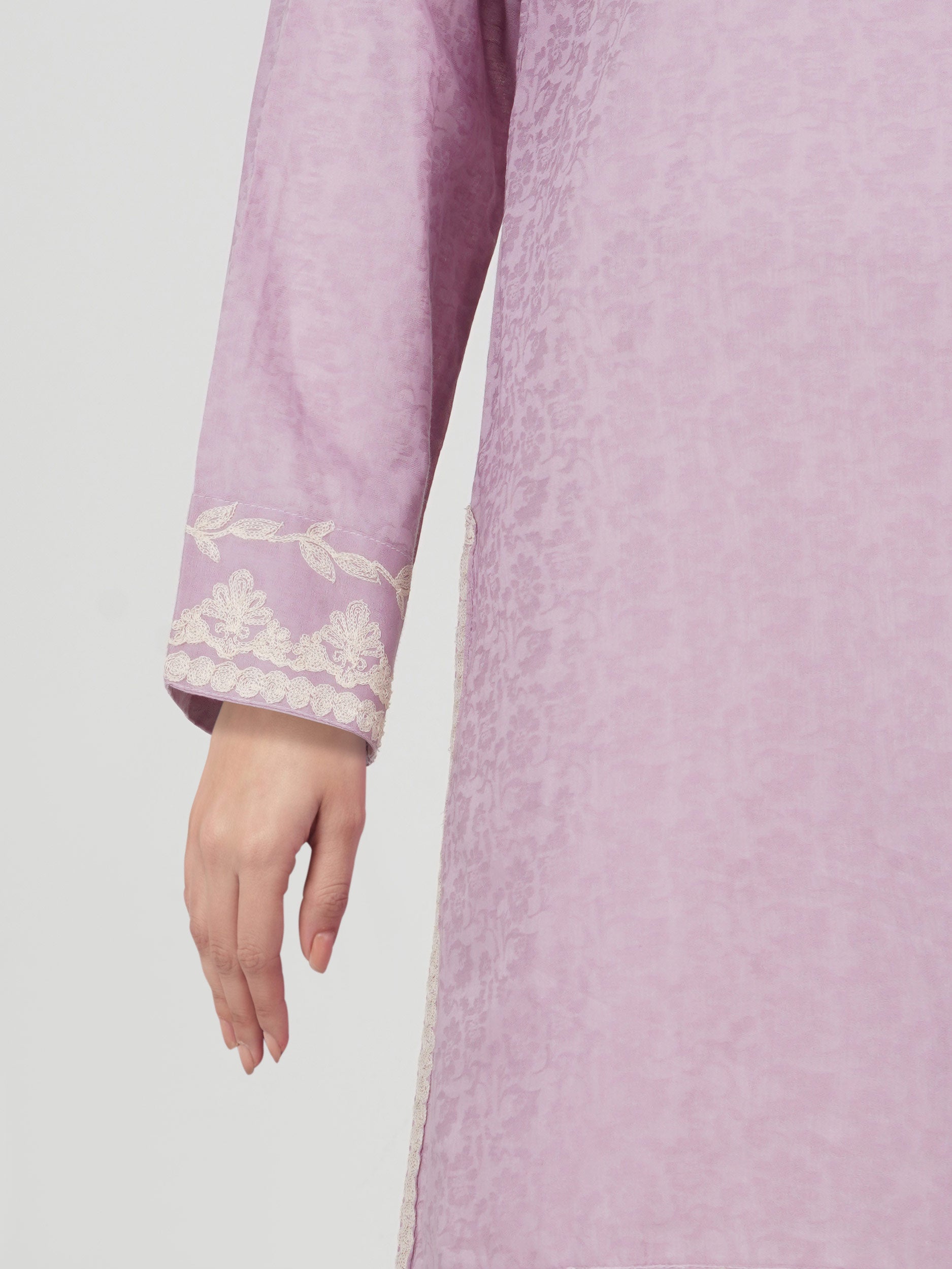 Self Jacquard Kurti- Embroidered (Pret)
