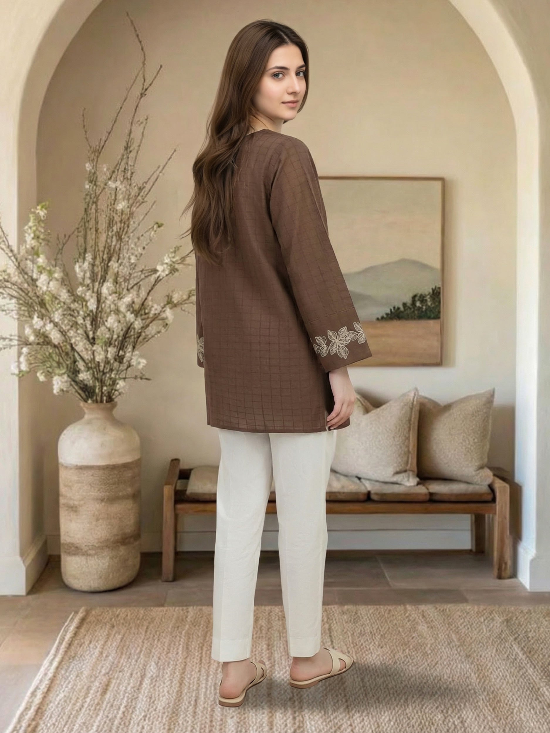 Lawn Texture Kurti- Embroidered (Pret)