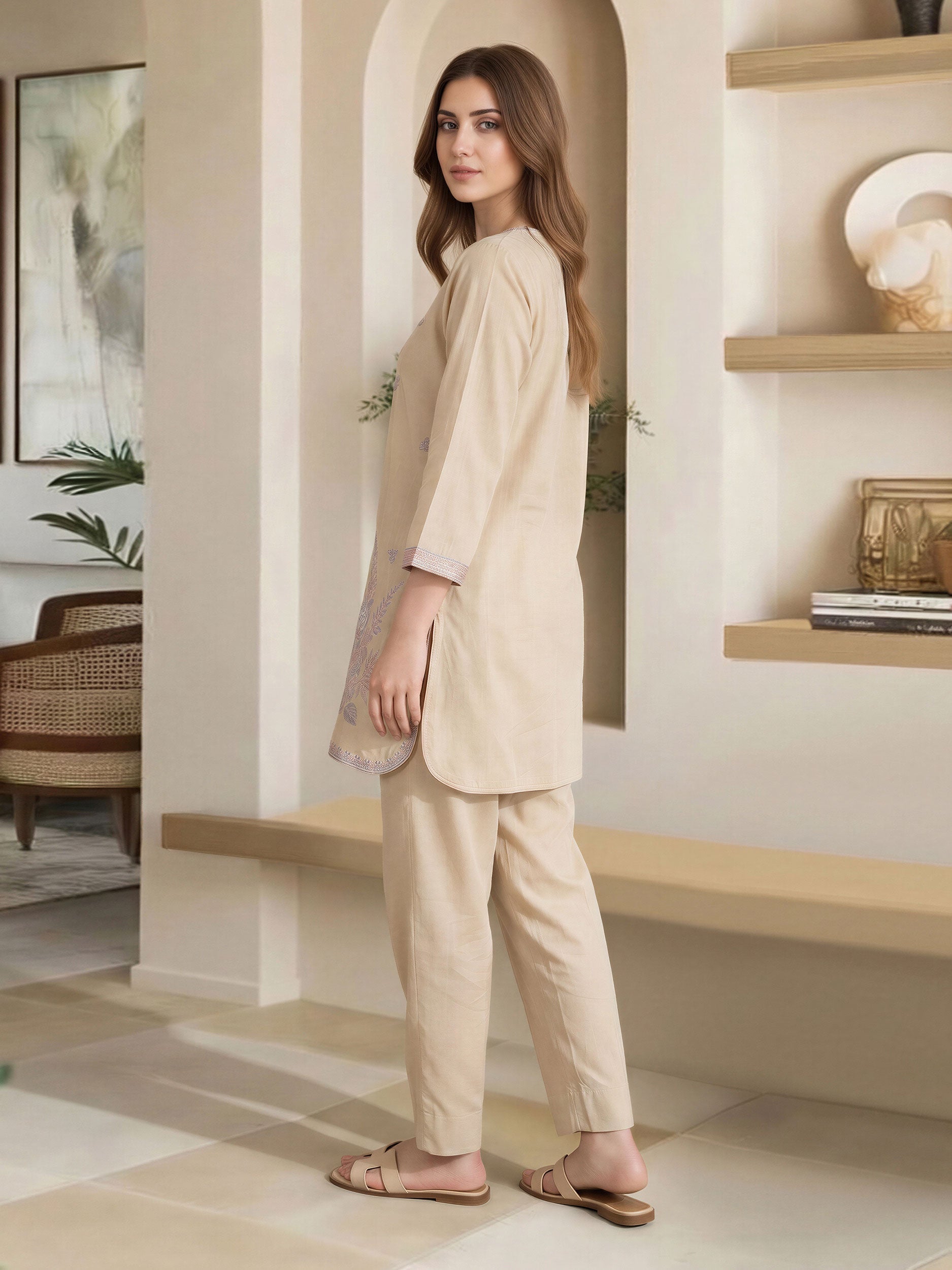 Yarn Dyed Kurti- Embroidered (Pret)