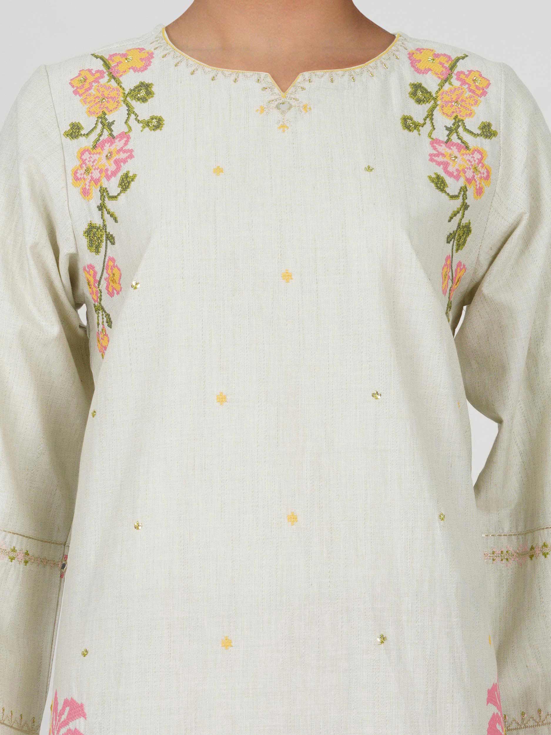 Yarn Dyed Kurti- Embroidered (Pret)