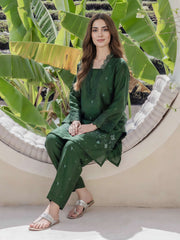 2 Piece Self Jacquard Suit- Embroidered (Pret)
