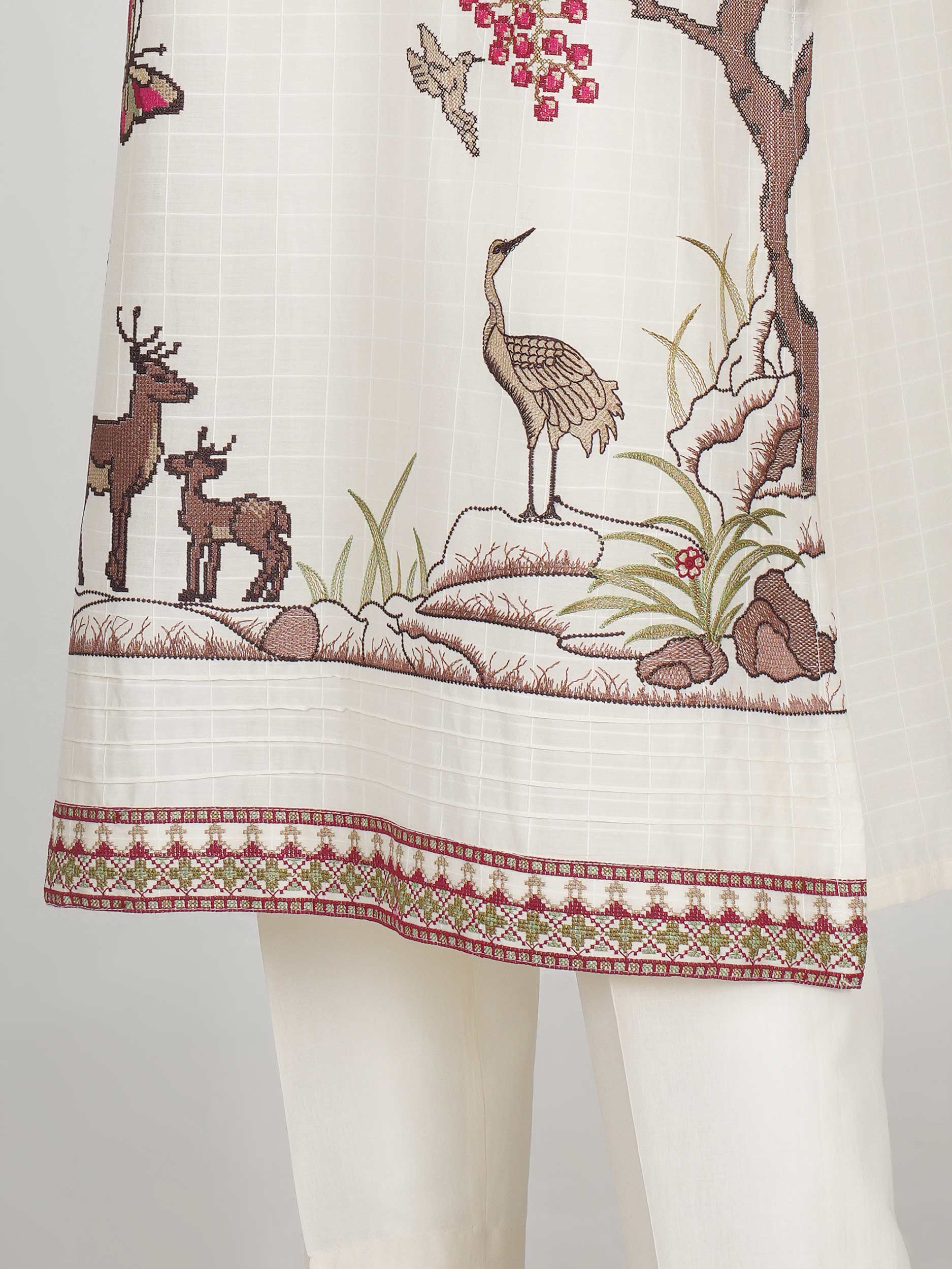 2 Piece Lawn Texture Suit- Embroidered (Pret)
