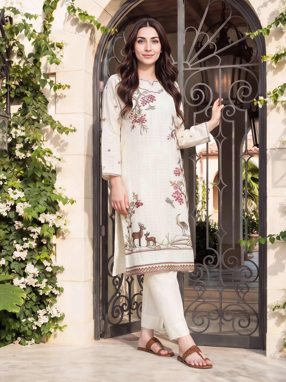 2 Piece Lawn Texture Suit- Embroidered (Pret)