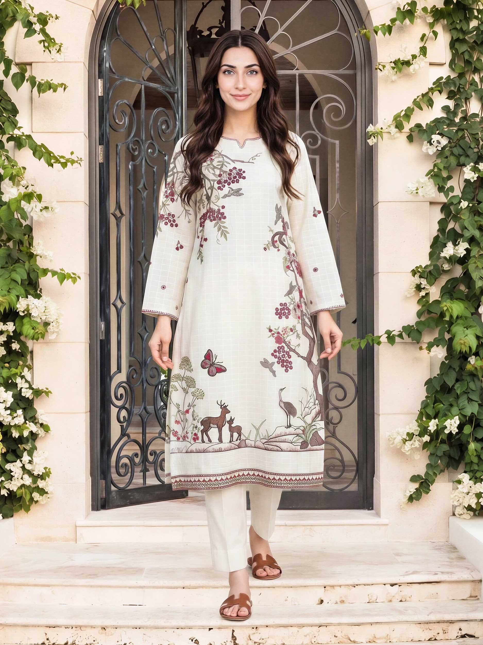 2 Piece Lawn Texture Suit- Embroidered (Pret)