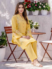 2 Piece Lawn Slub Suit- Embroidered (Pret)