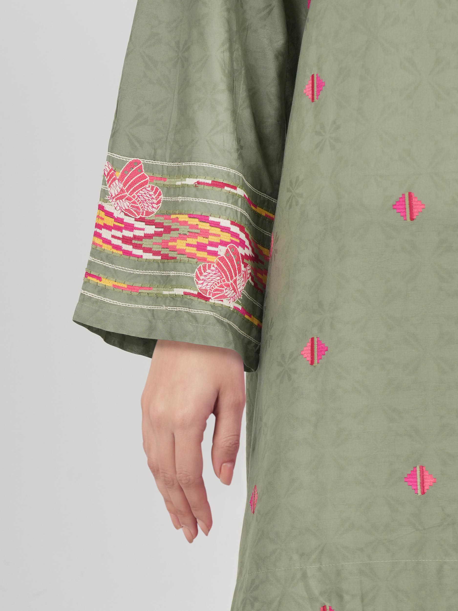 2 Piece Dobby Suit- Embroidered (Pret)
