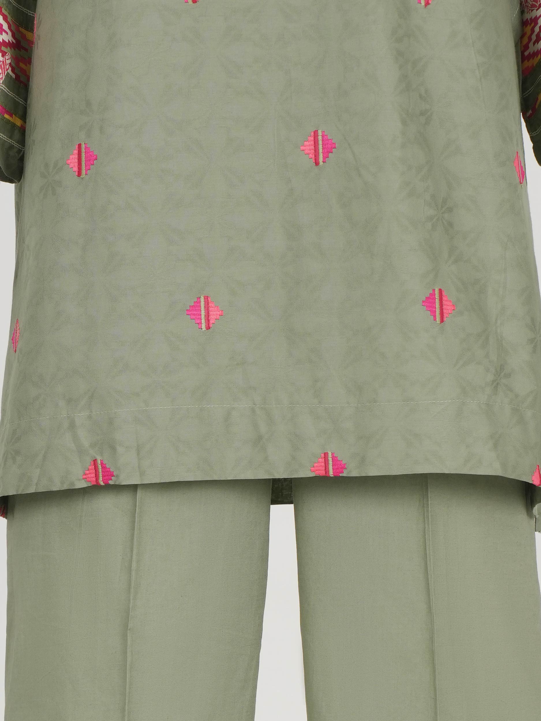 2 Piece Dobby Suit- Embroidered (Pret)
