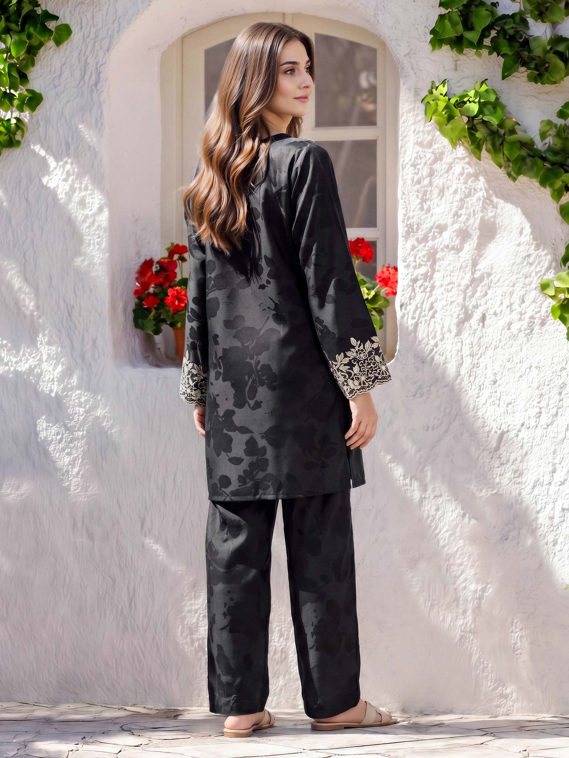 2 Piece Silk Suit- Embroidered (Pret)