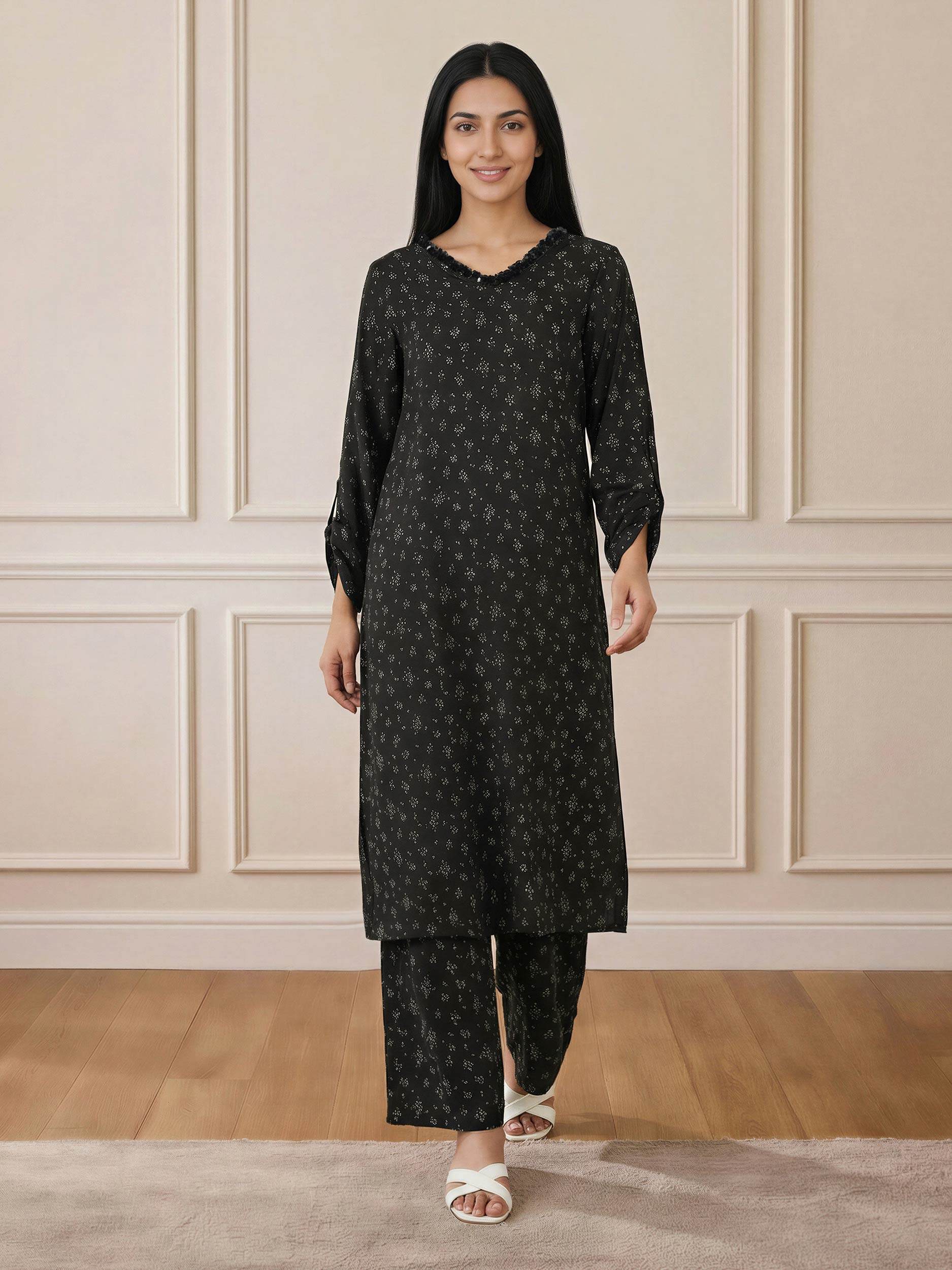 2 Piece Silk Suit- Embellished (Pret)