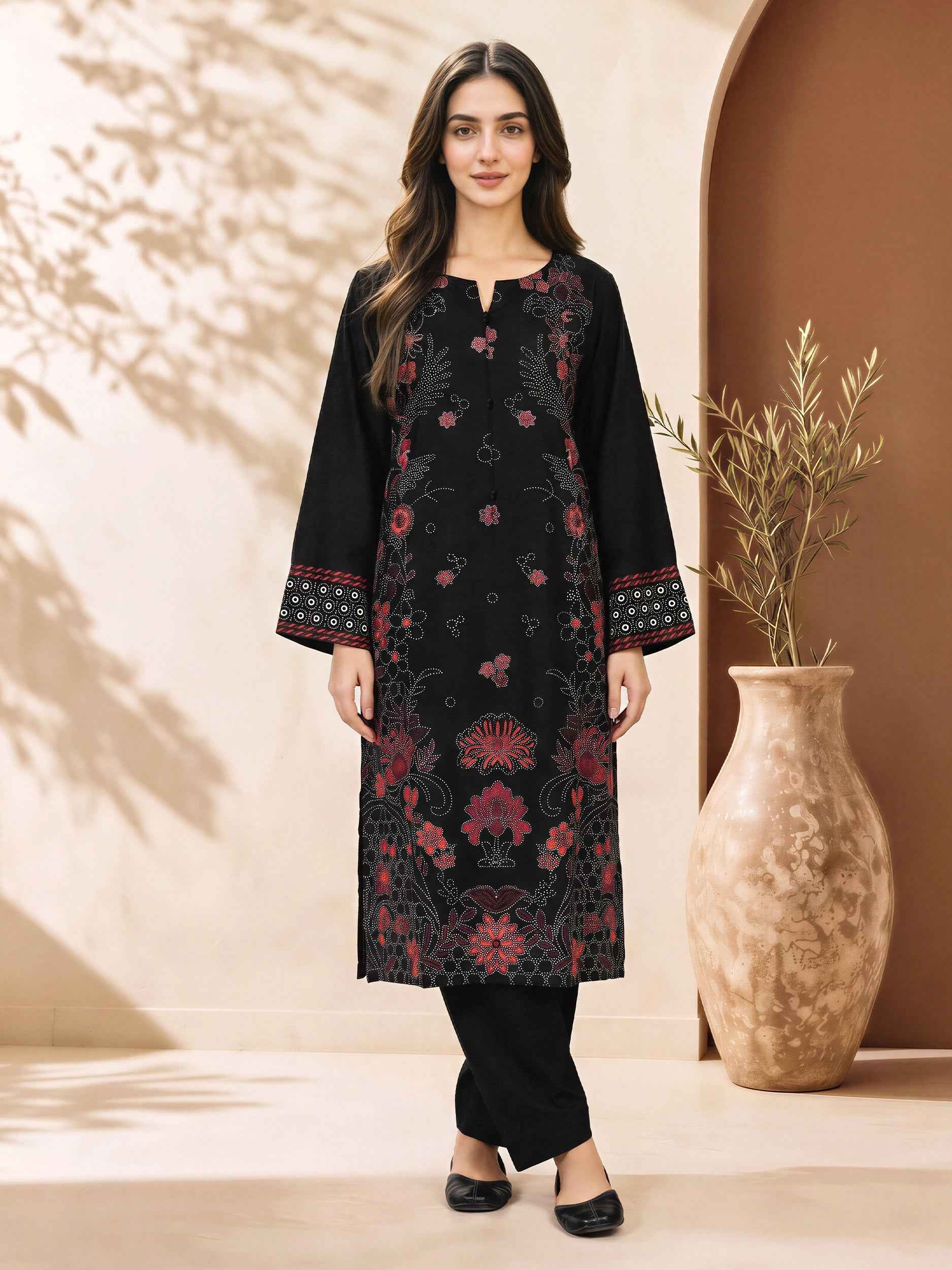 2 Piece Silk Suit- Embroidered (Pret)