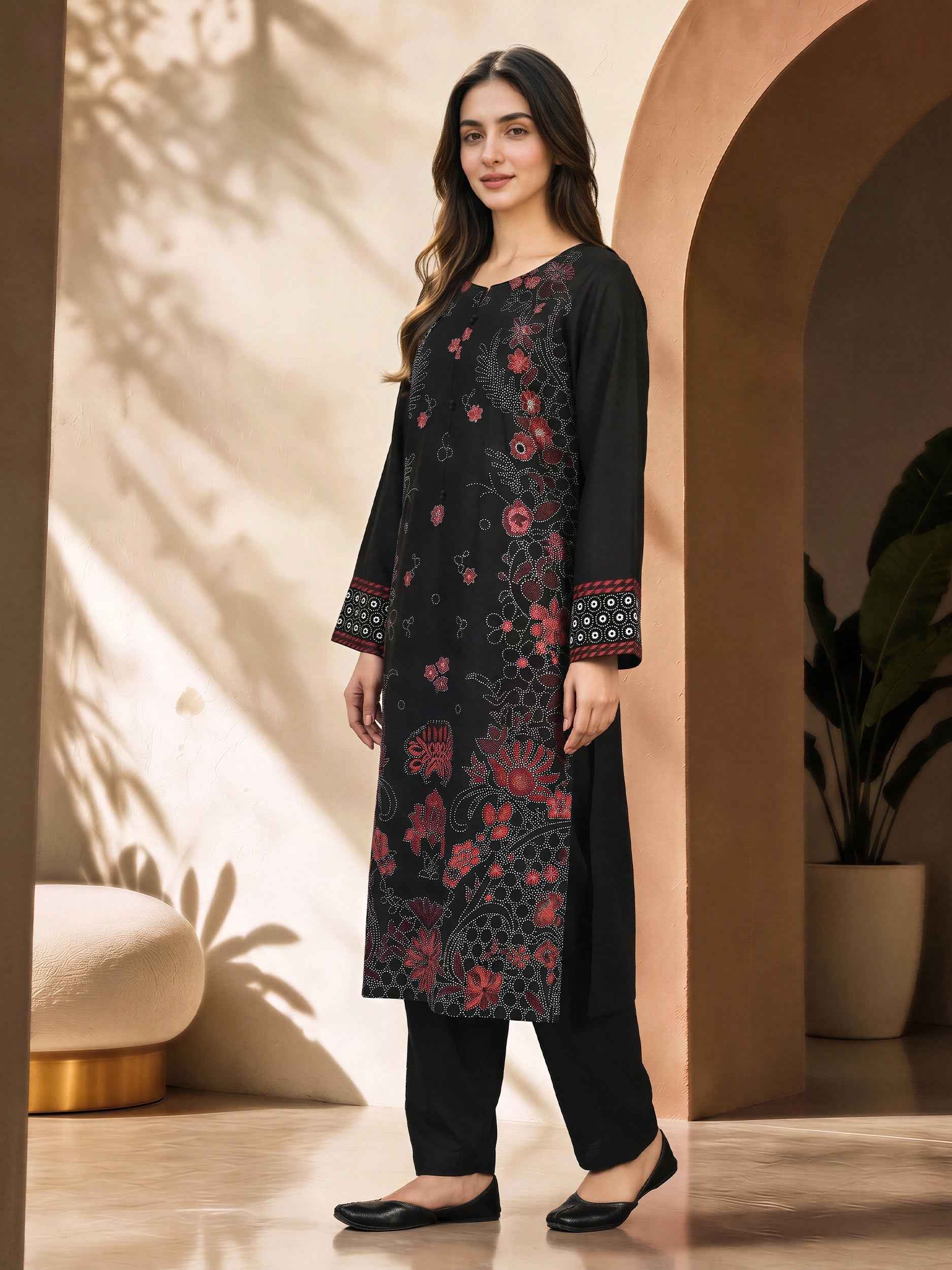 2 Piece Silk Suit- Embroidered (Pret)