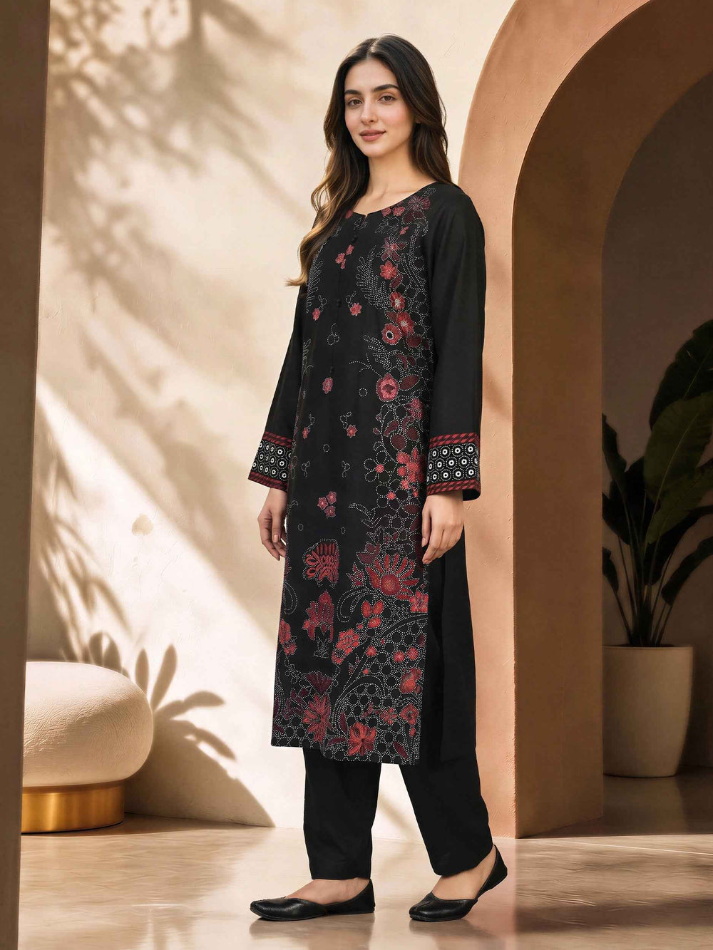 2 Piece Silk Suit- Embroidered (Pret)