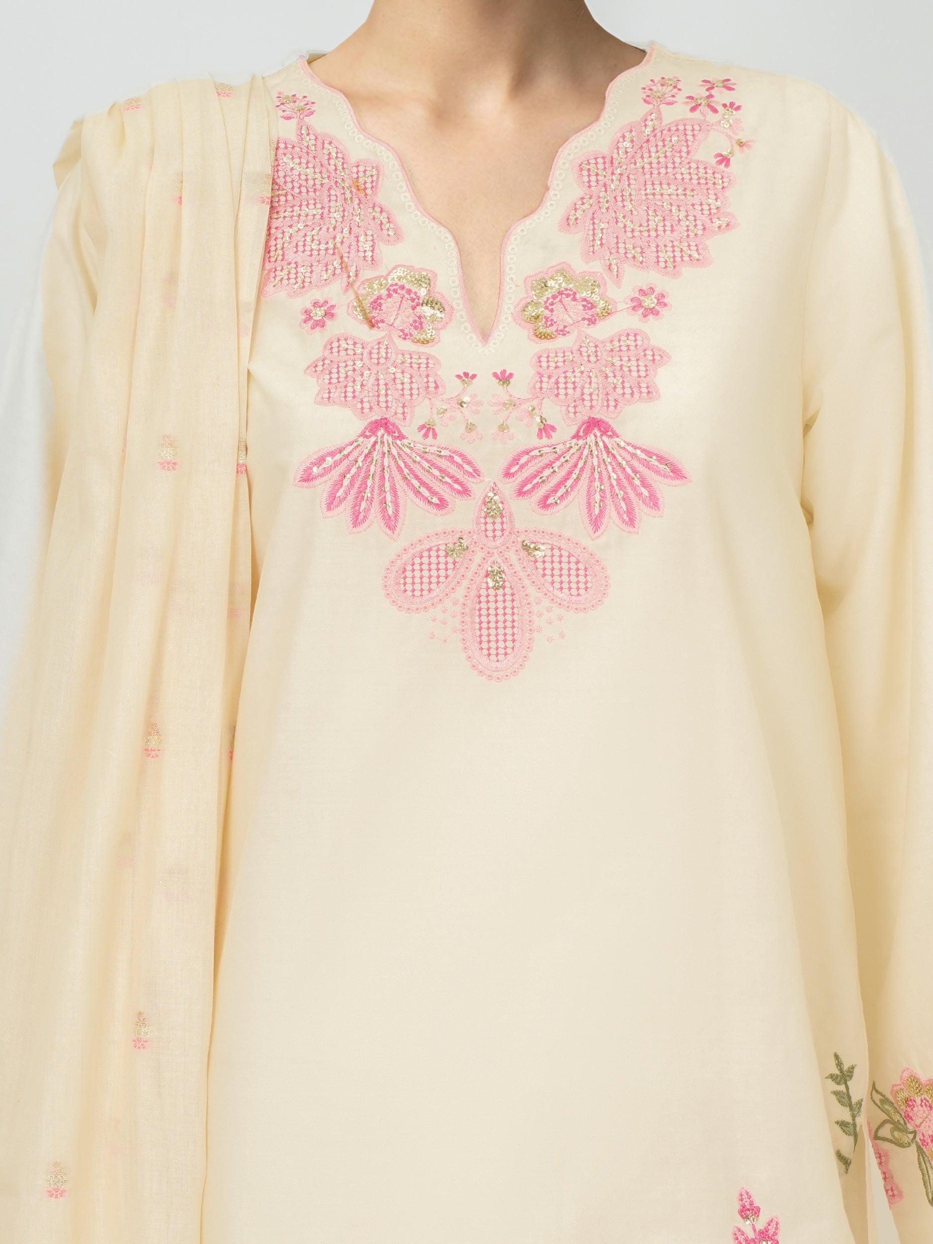 2 Piece Dobby Jacquard Suit- Embroidered (Pret)