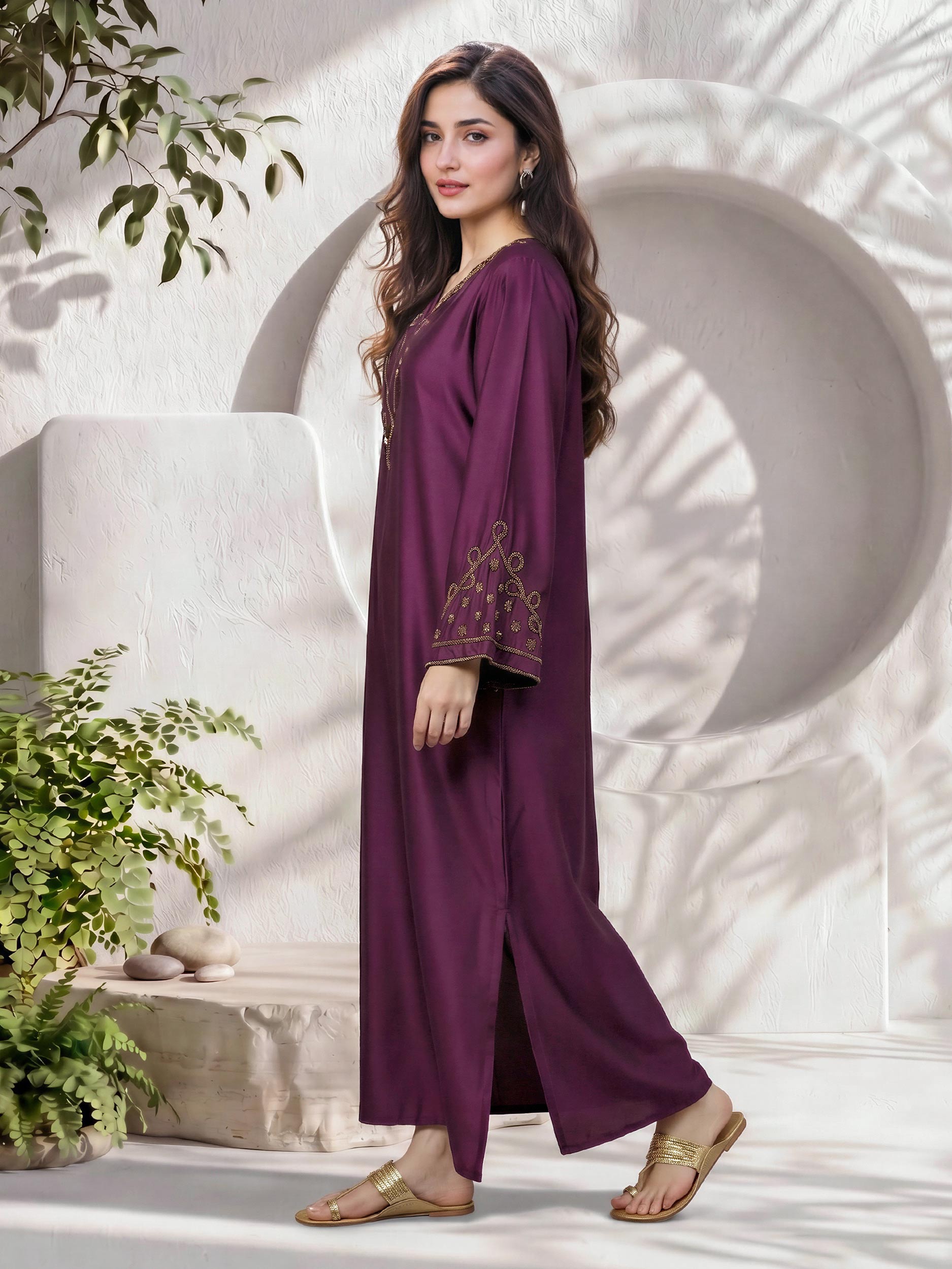 Silk Kaftan- Embellished (Pret)