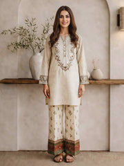2 Piece Lawn Slub Suit- Embroidered (Pret)