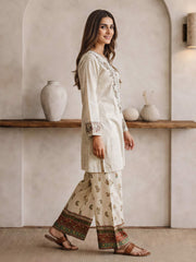 2 Piece Lawn Slub Suit- Embroidered (Pret)
