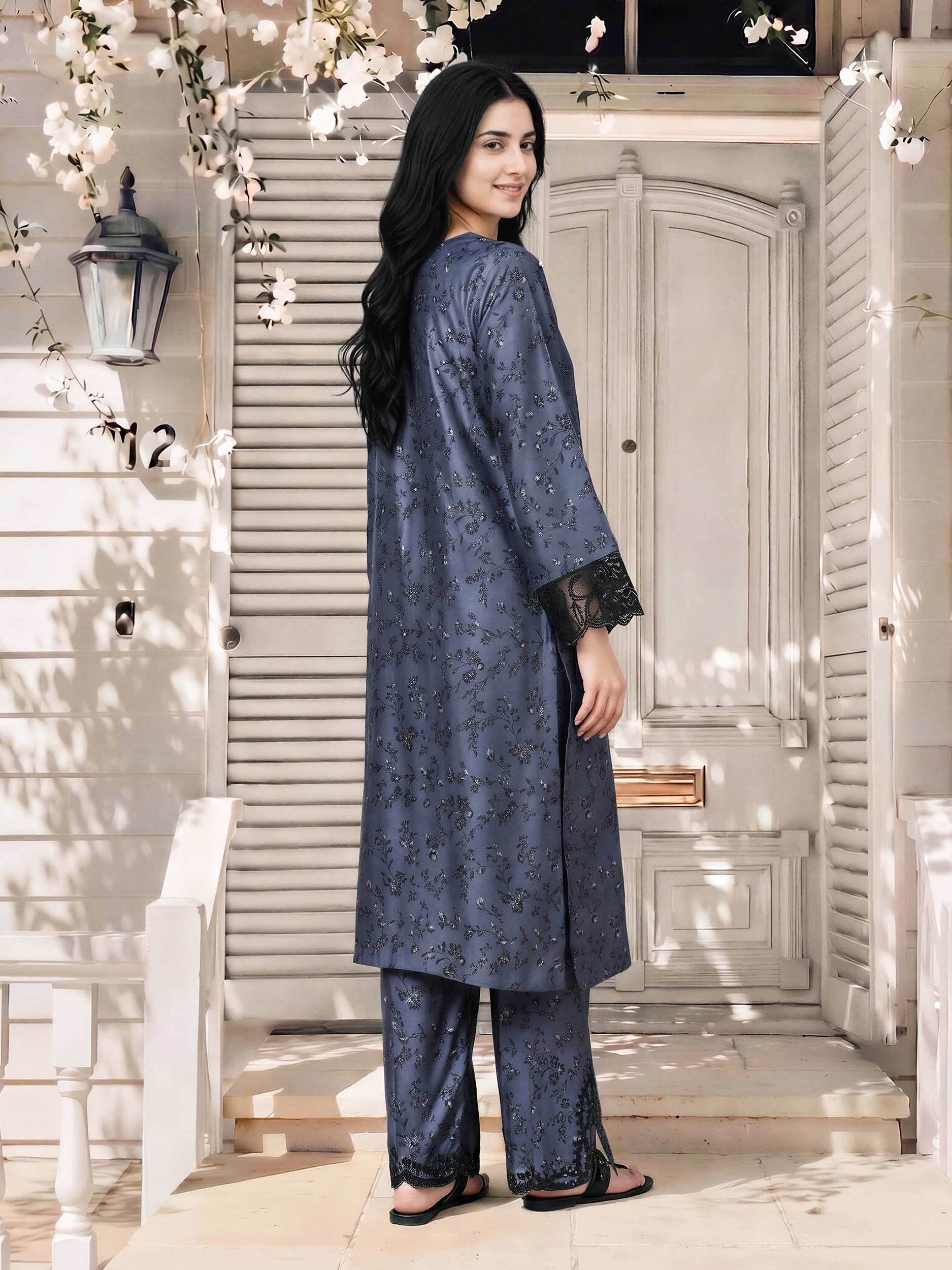 2 Piece Silk Suit- Embroidered (Pret)