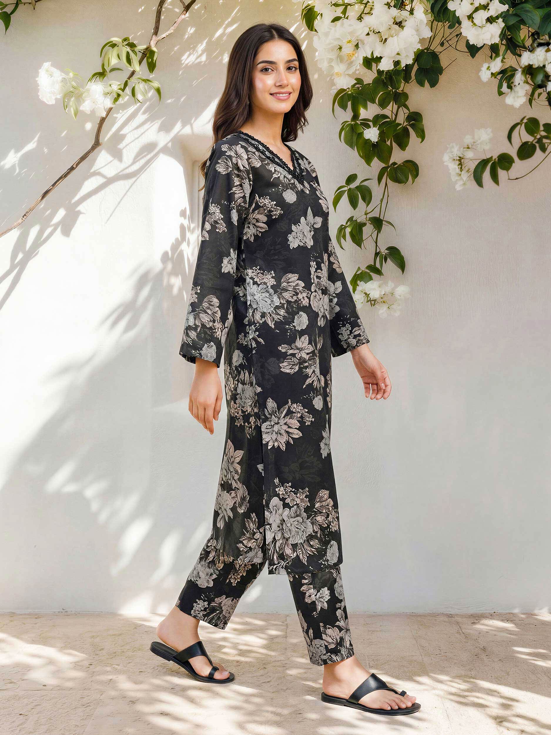 2 Piece Silk Suit- Embroidered (Pret)