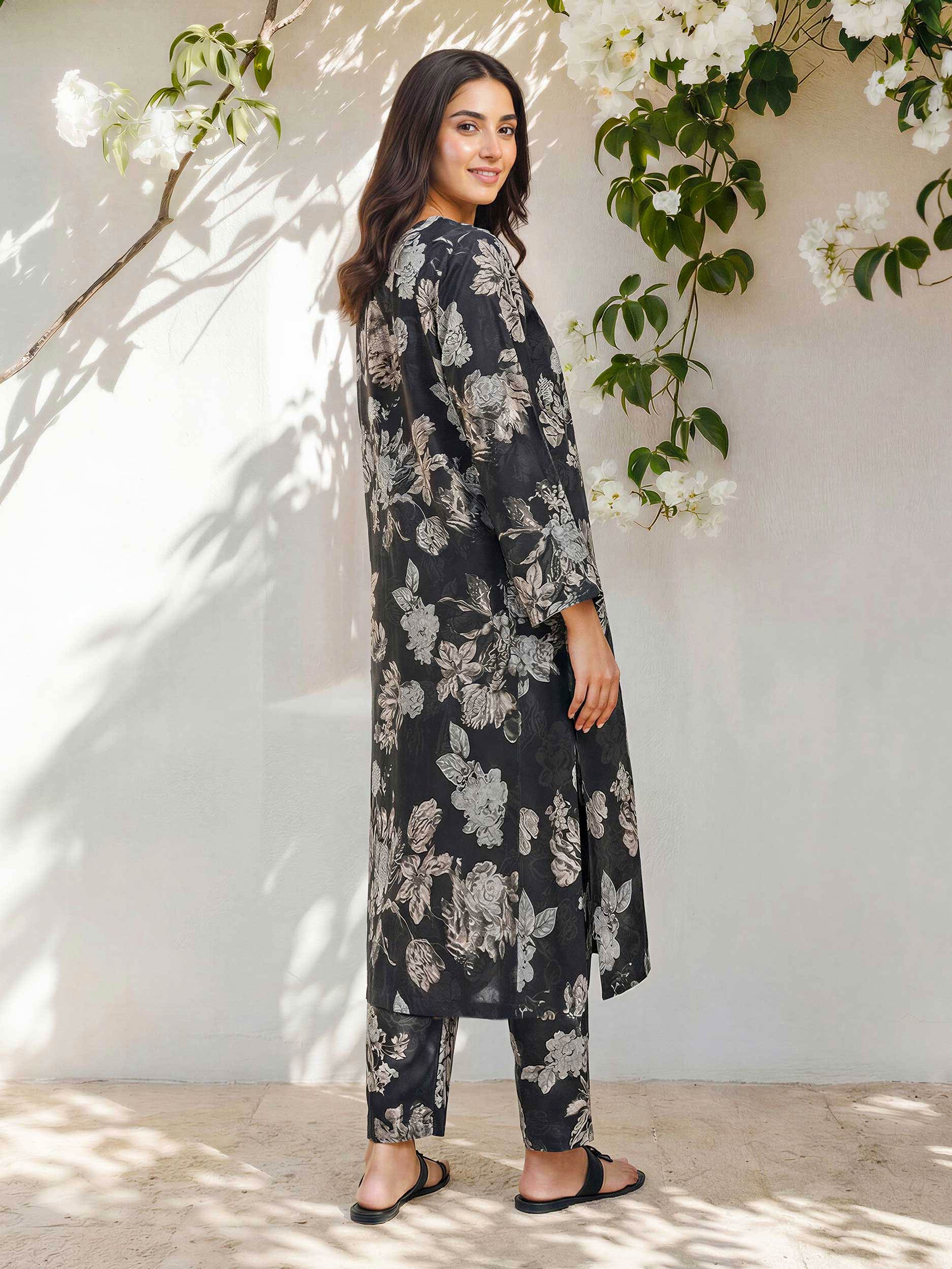2 Piece Silk Suit- Embroidered (Pret)