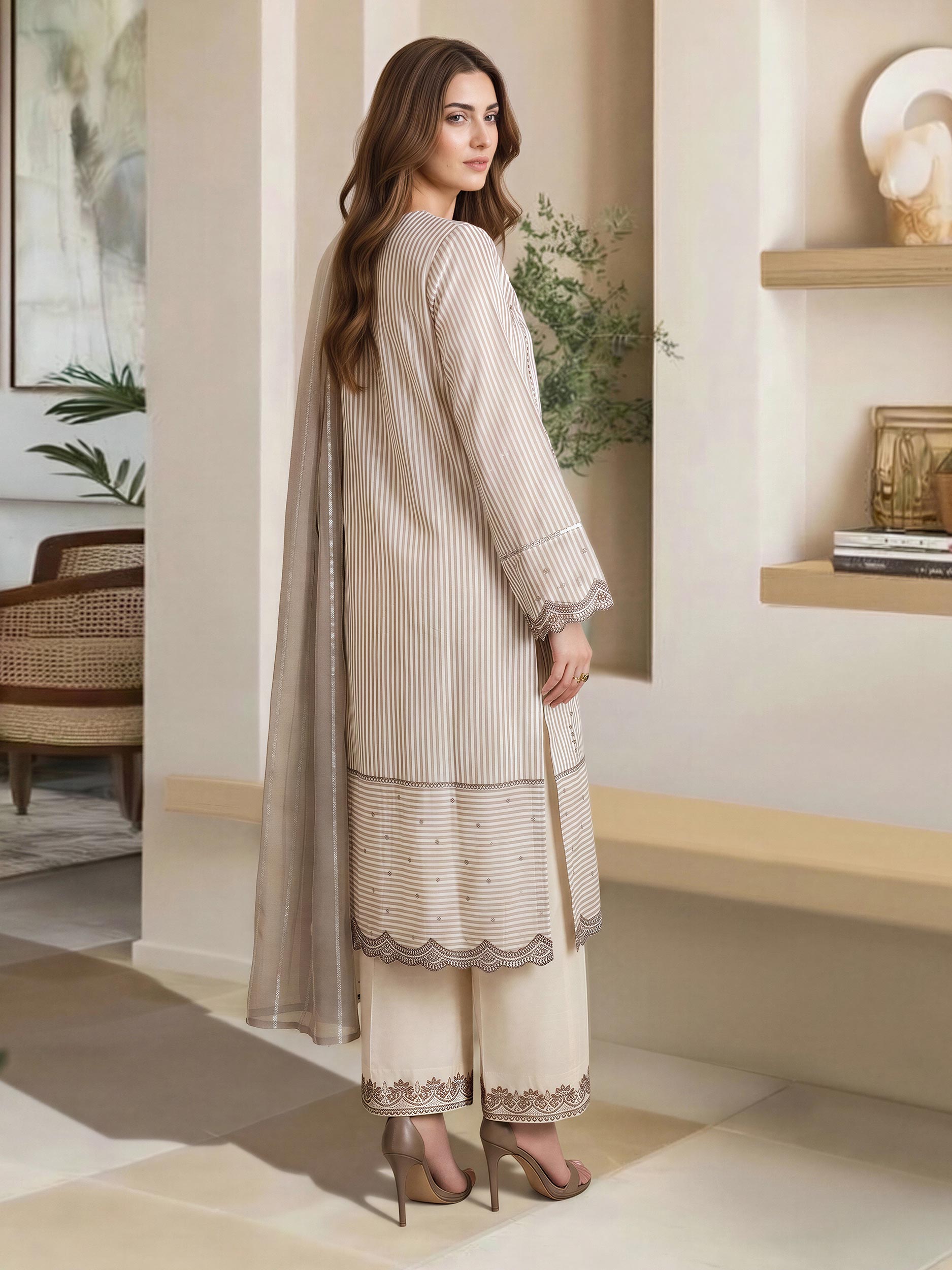 3 Piece Lawn Missouri Suit- Embroidered (Pret)