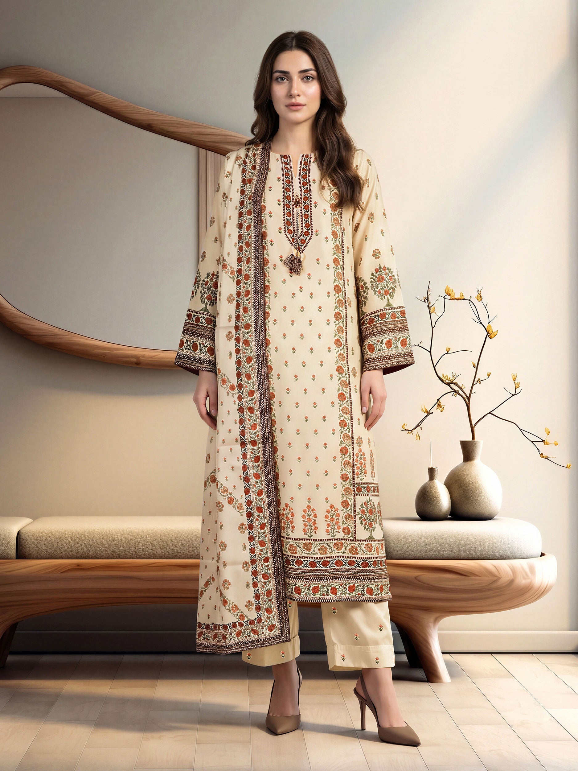 3 Piece Silk Suit (Pret)