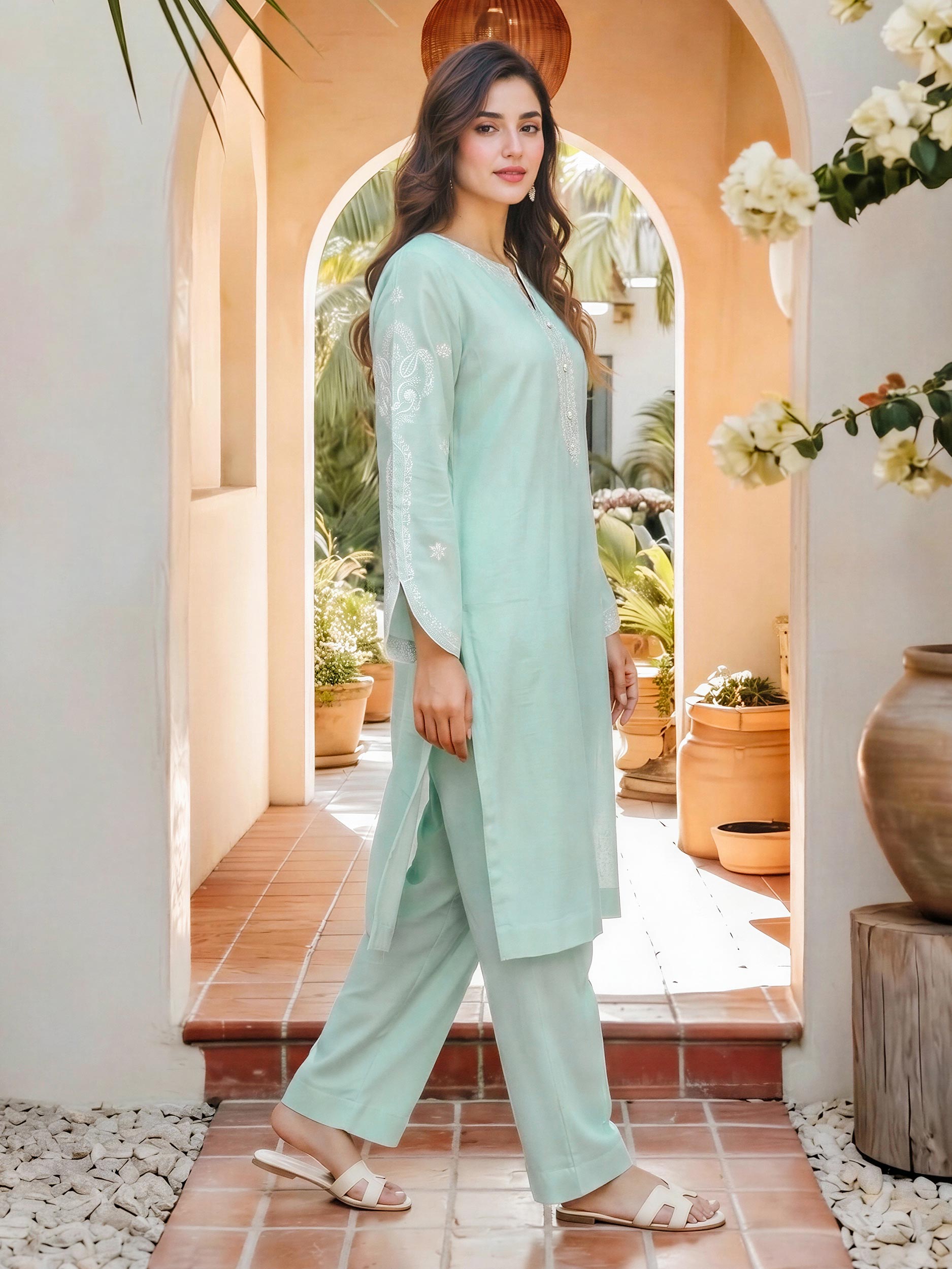 2 Piece Yarn Dyed Suit- Embroidered (Pret)