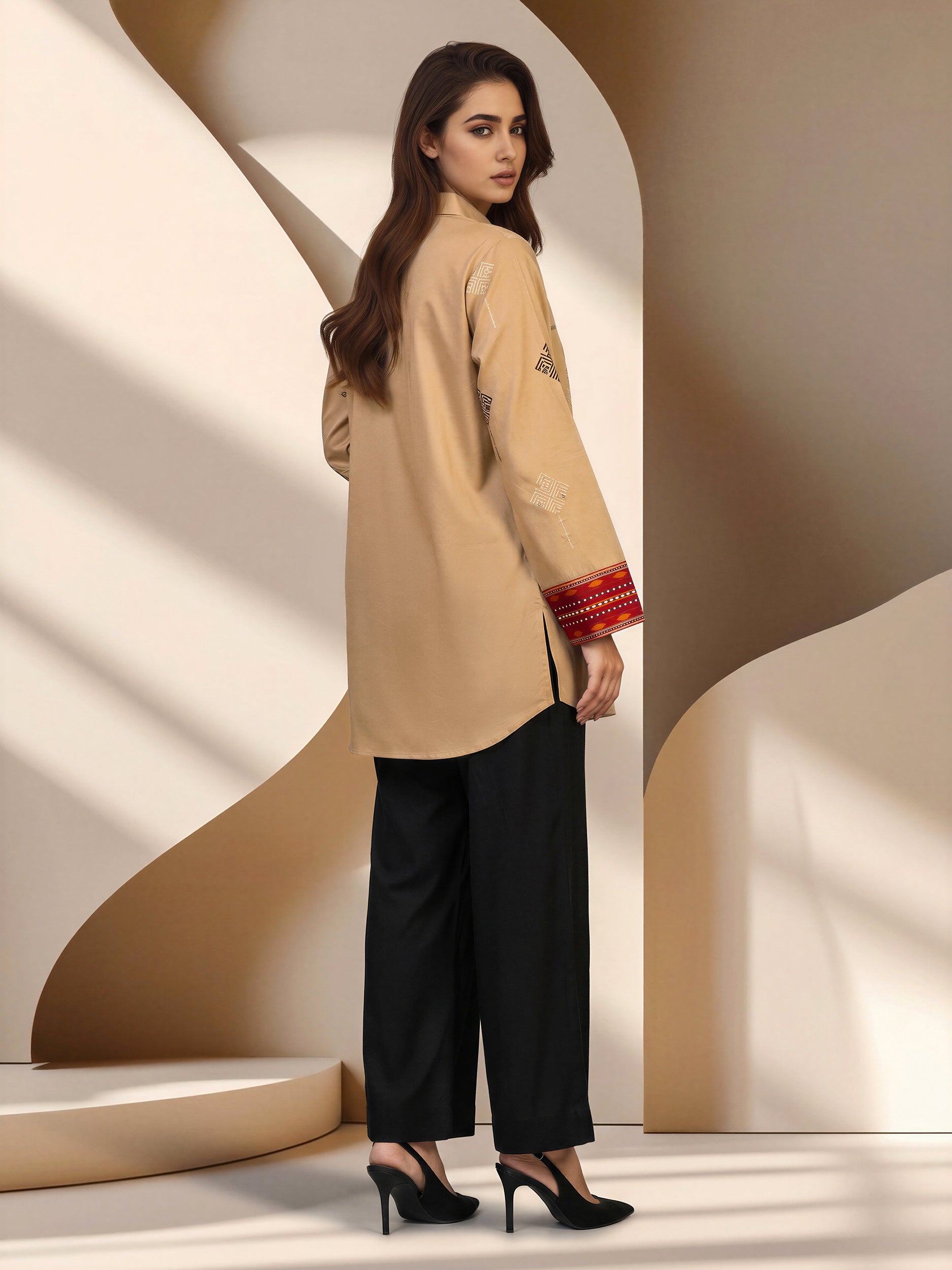 Satin Kurti- Embroidered (Pret)