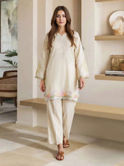 2 Piece Satin Suit- Embroidered (Pret)