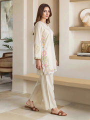 2 Piece Satin Suit- Embroidered (Pret)