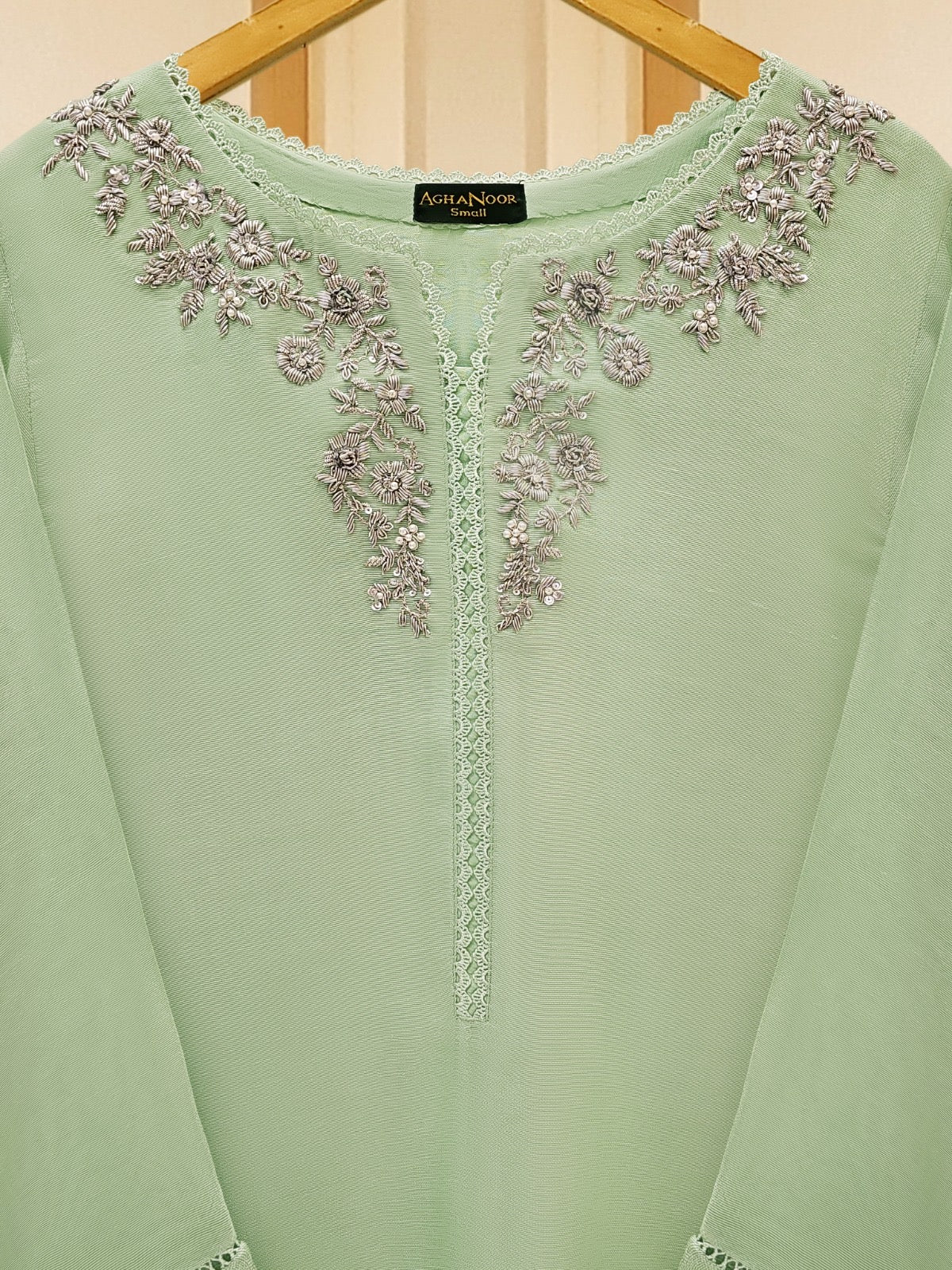 3 Piece - Pure Cotton Net Embroidered Suit S109492