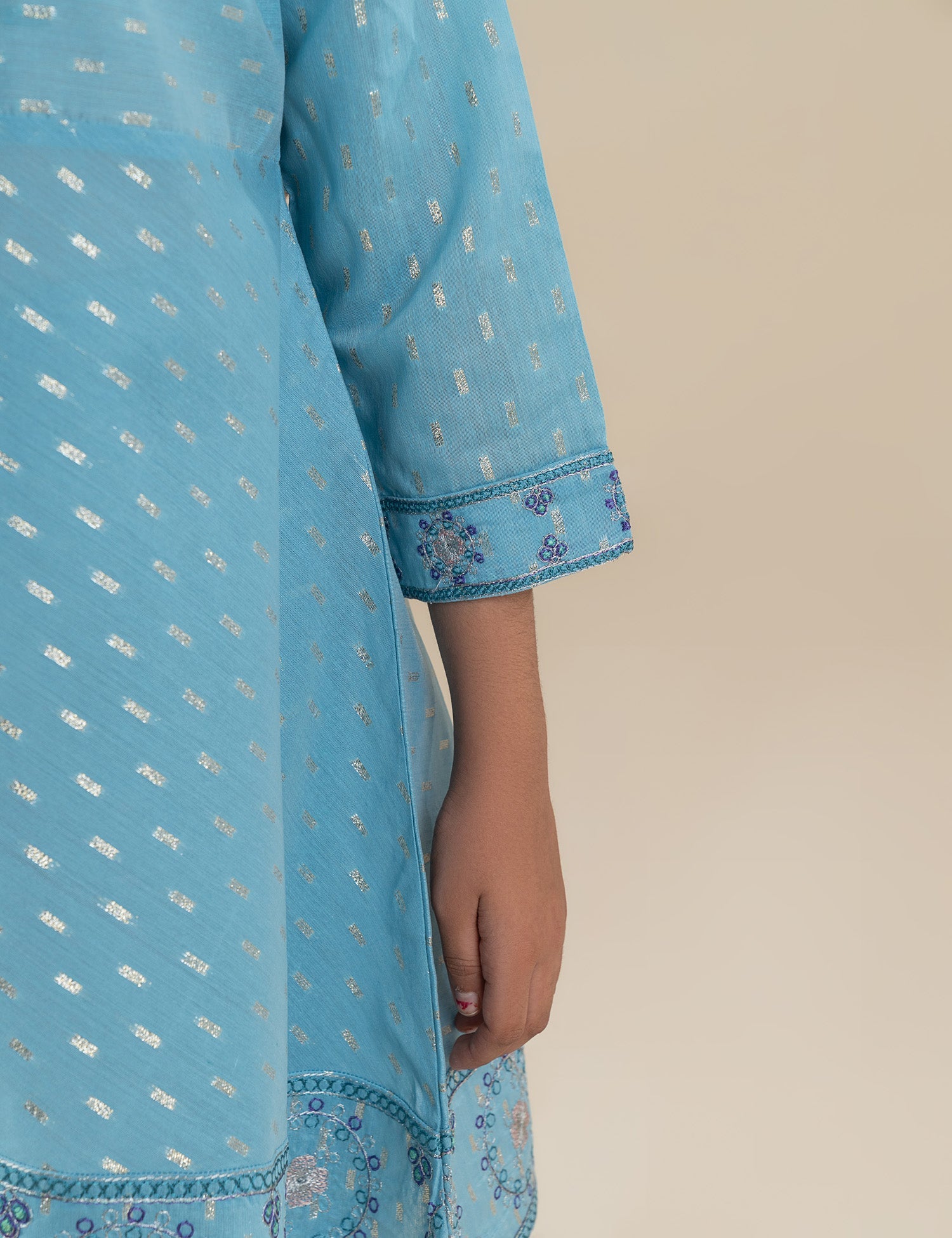 2 PIECE EMBROIDERED PEPLUM SUIT