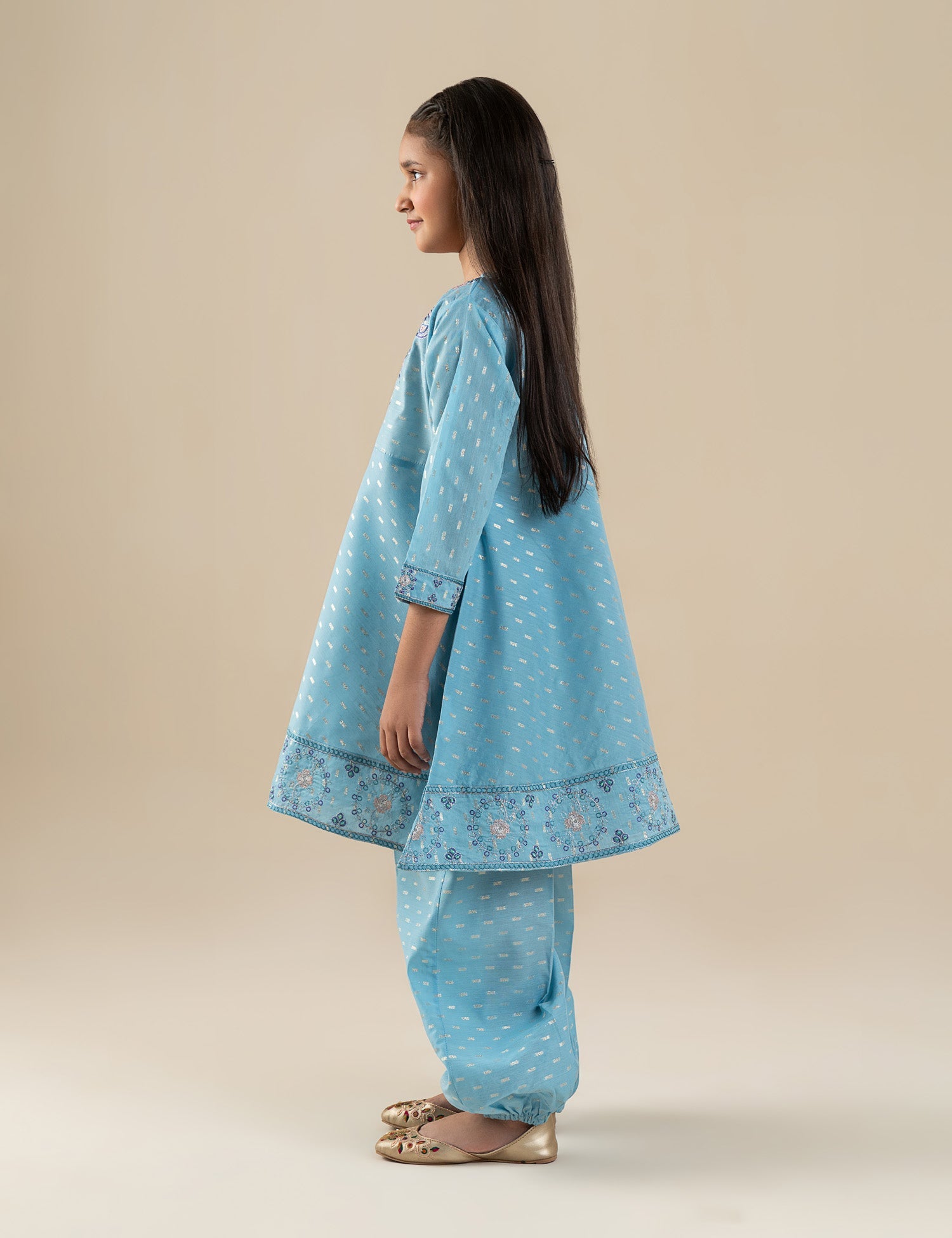 2 PIECE EMBROIDERED PEPLUM SUIT