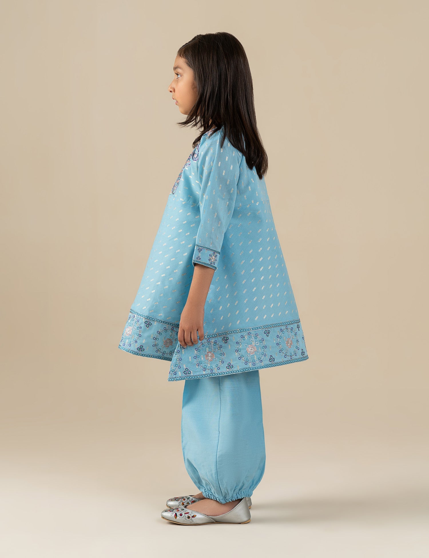2 PIECE EMBROIDERED PEPLUM SUIT