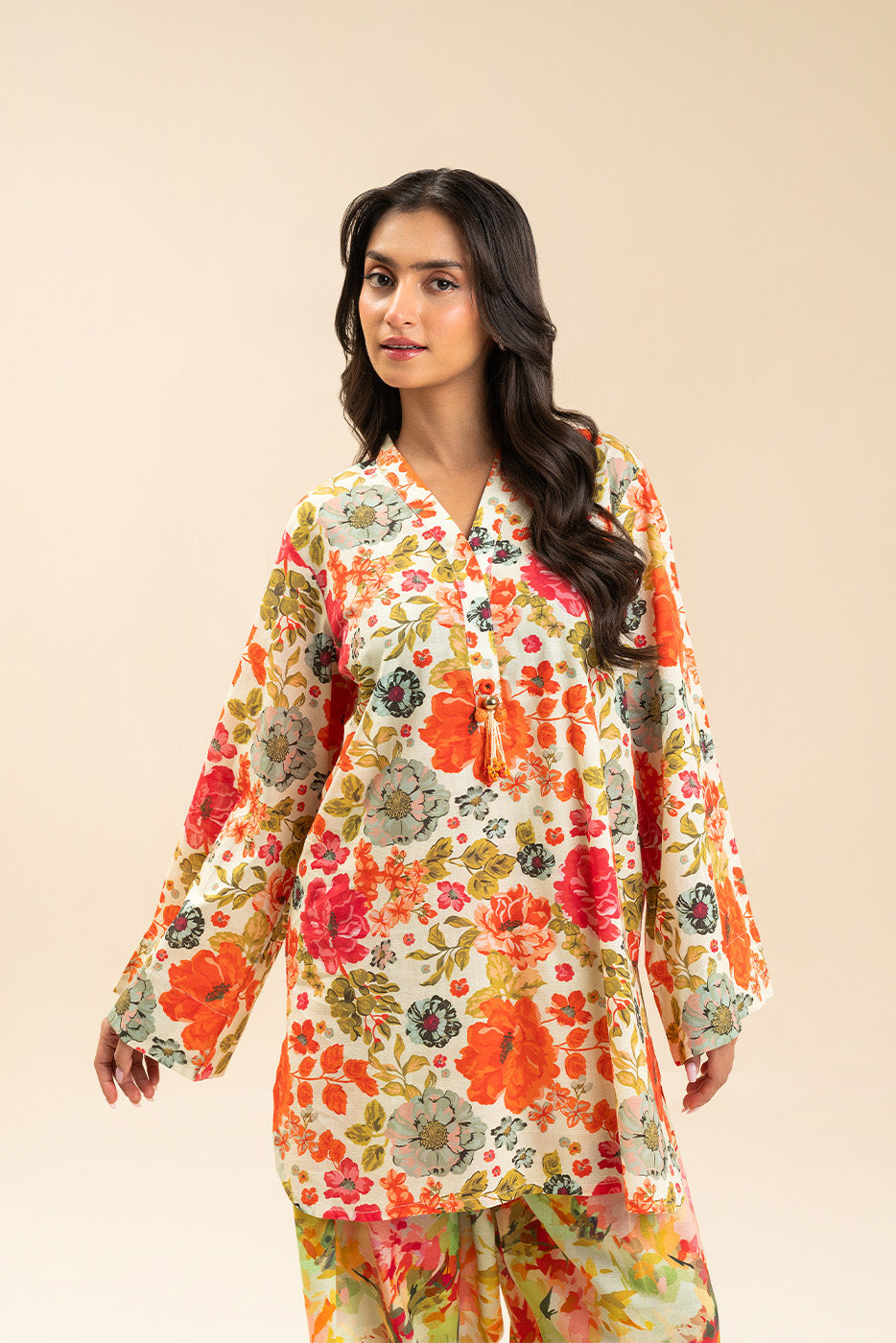 PRINTED LUREX LAWN SHIRT (PRET)