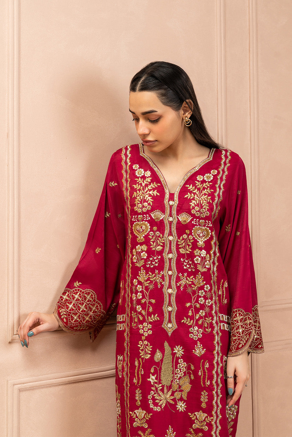 2 PIECE EMBROIDERED RAW SILK SUIT (LUXURY PRET)