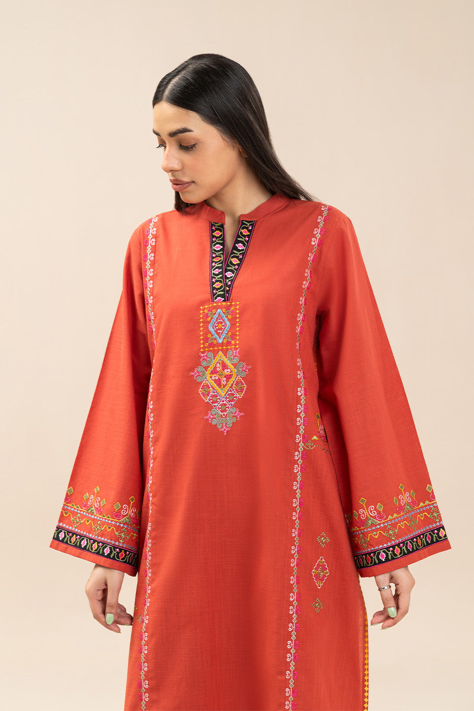 2 PIECE EMBROIDERED TWO WAY SLUB SUIT (PRET)