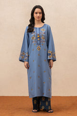 2 PIECE EMBROIDERED SLUB SUIT (PRET)